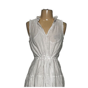 Joie White Sleeveless Notched Collar Midi Sundress